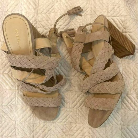 BCBG Designer Size 10 Nude Block heel wrap around sandals - Picture 1 of 5